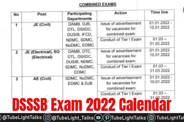 DSSSB Exam 2022 Calendar JE, PGT समेत कई पदों के लिए एग्जाम तारीख