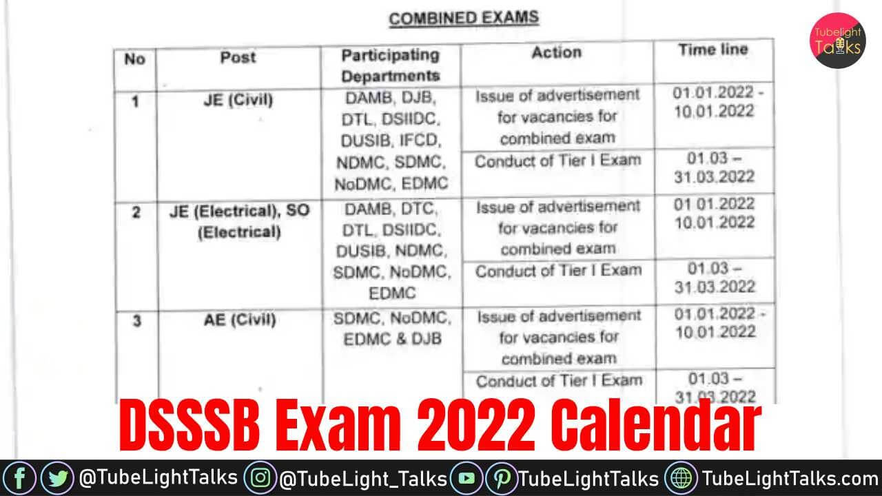 DSSSB Exam 2022 Calendar JE, PGT समेत कई पदों के लिए एग्जाम तारीख