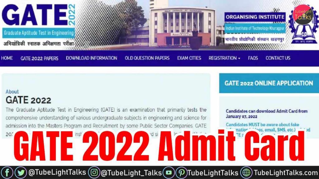 GATE 2022 Admit Card in hindi