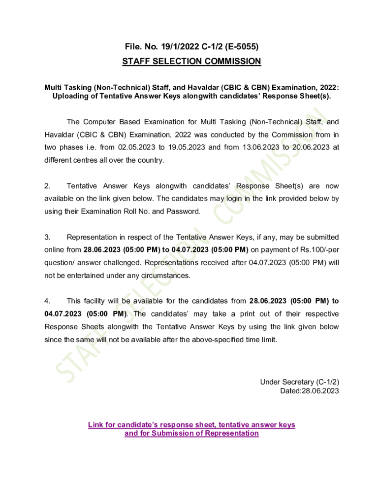 ssc mts answer key 2023
