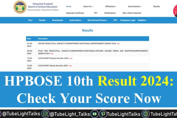 HPBOSE 10th Result 2024 Check Your Score Now