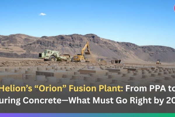Helion’s “Orion” Fusion Plant: From PPA to Pouring Concrete—What Must Go Right by 2028