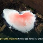 NASA Heart-Shaped Lake Argentina: Salinas Las Barrancas Glows Pink from Orbit