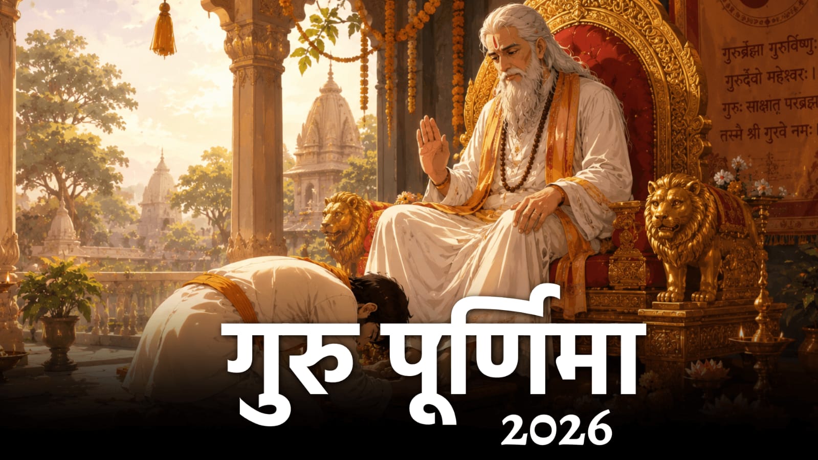 Guru Purnima 2026 celebration showing disciples performing puja for their Guru