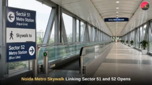 Noida Metro Skywalk connecting Sector 51 and Sector 52 metro stations.