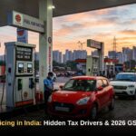 Fuel dispenser showing petrol pricing in India at an urban retail station