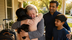 American Woman Says Goodbye to Indian Neighbors