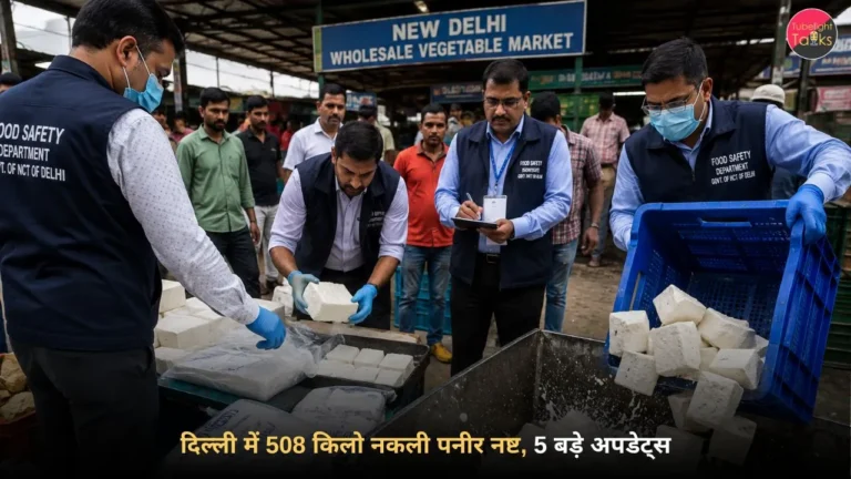 खाद्य सुरक्षा अधिकारियों द्वारा ओखला मंडी दिल्ली में नष्ट किया जाता 508 किलो नकली पनीर