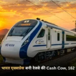वंदे भारत एक्सप्रेस पटरियों पर दौड़ती हुई