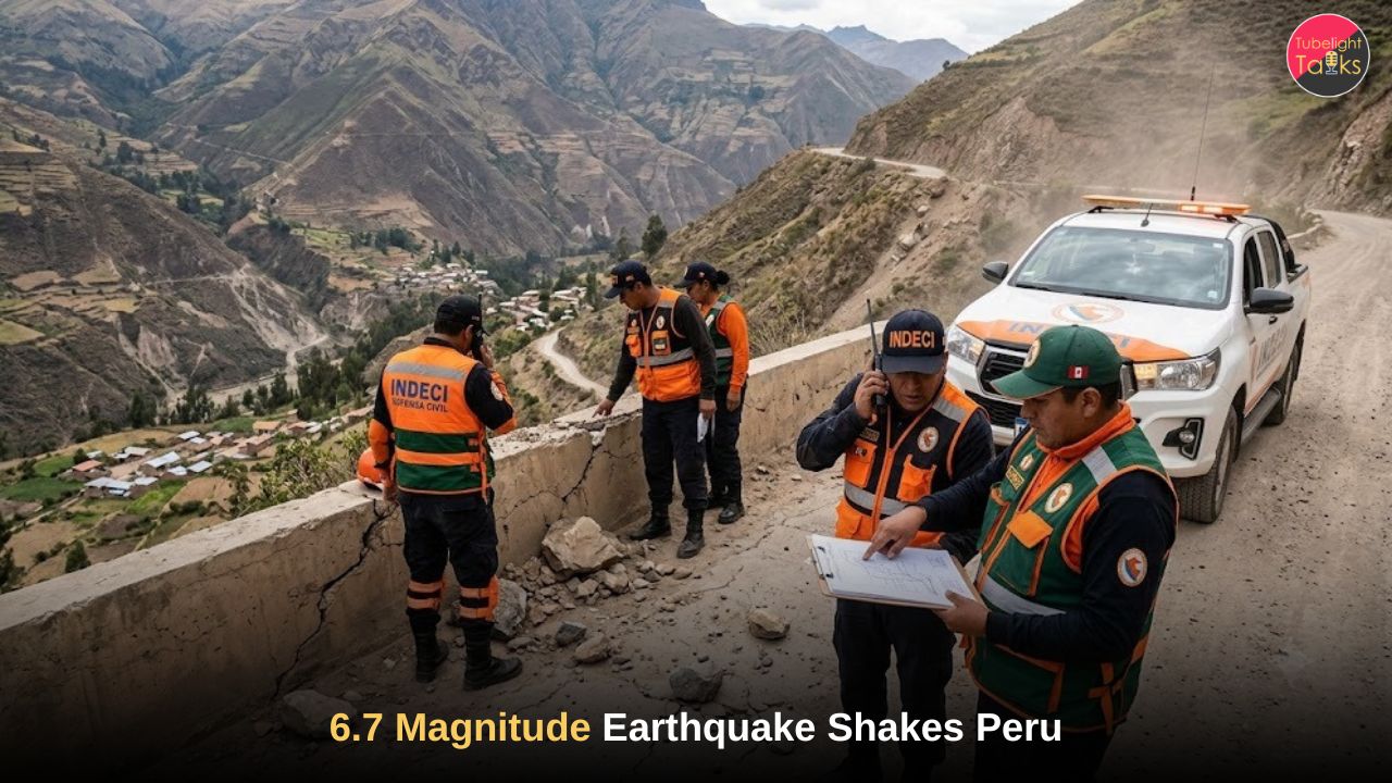 Civil defense teams monitor the region after a 6.7 magnitude earthquake shakes Peru