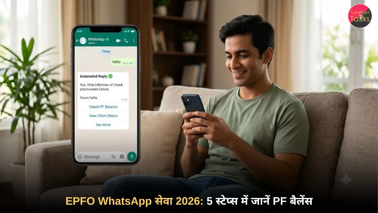 EPFO व्हाट्सएप सेवा पर पीएफ बैलेंस चेक करते हुए