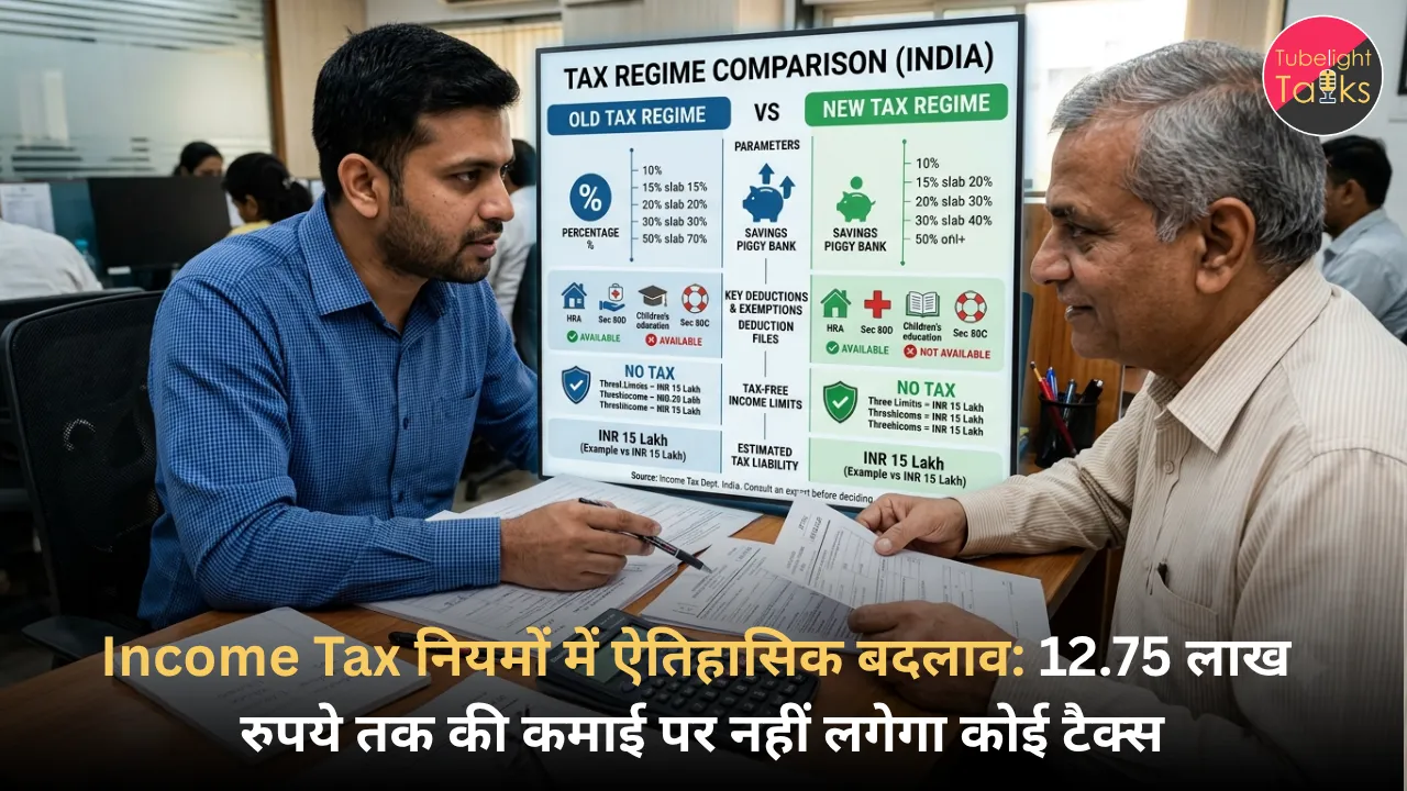 Income Tax नियमों में ऐतिहासिक बदलाव 12.75 लाख रुपये तक की कमाई पर नहीं लगेगा कोई टैक्स