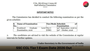 SSC CGL Exam Date 2026 Announced Tier 1 CBT Exam Schedule