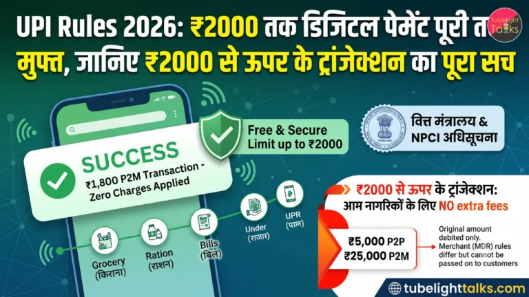 UPI Rules 2026 ₹2000 तक डिजिटल पेमेंट पूरी तरह मुफ्त, जानिए ₹2000 से ऊपर के ट्रांजेक्शन का पूरा सच