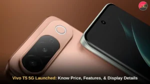 Vivo T5 5G in Royal Bronze color featuring 3D curved display