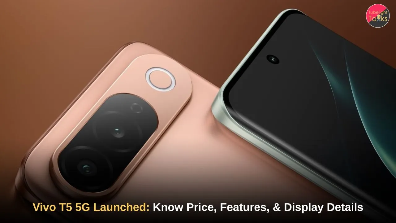 Vivo T5 5G in Royal Bronze color featuring 3D curved display