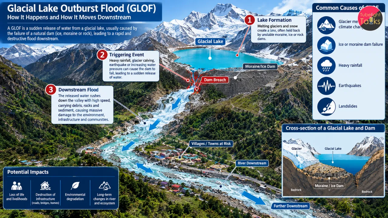 flash flood risk तवांग की 7 ग्लेशियल झीलों पर मंडराया संकट, पूर्वोत्तर में हाई अलर्ट