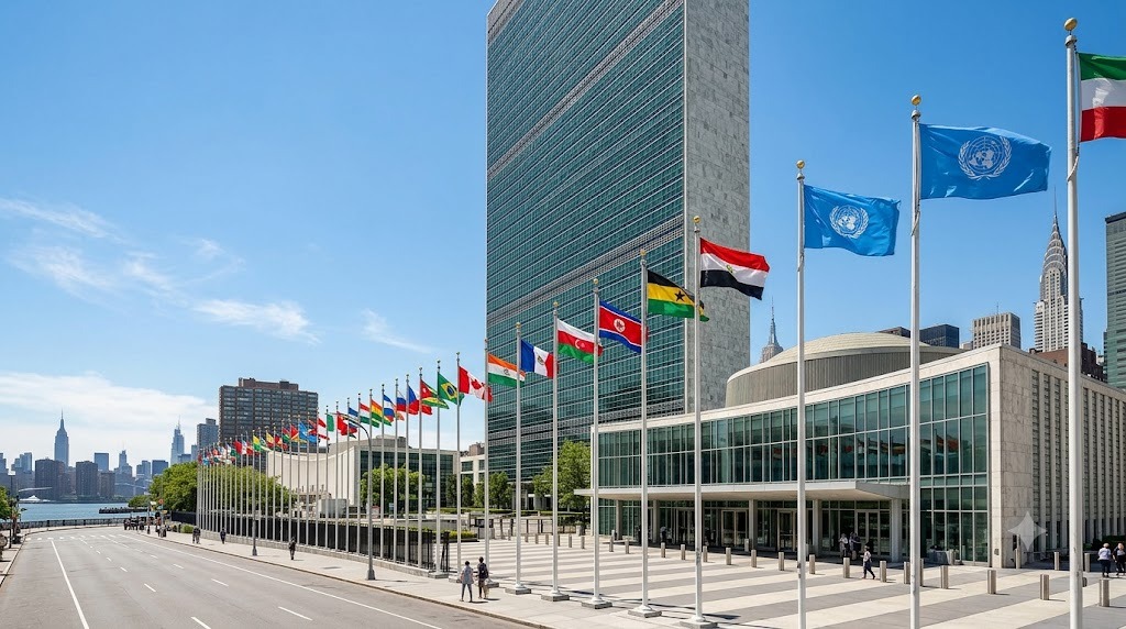 न्यूयॉर्क स्थित United Nations General Assembly का मुख्यालय